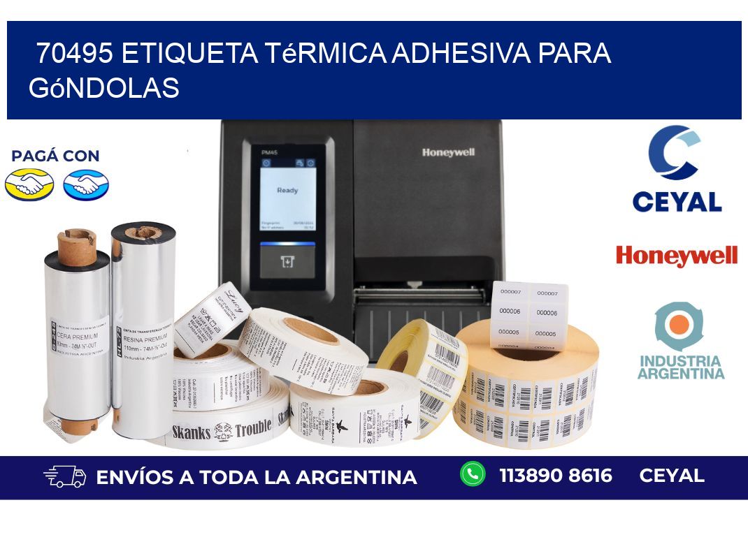 70495 Etiqueta térmica adhesiva para góndolas