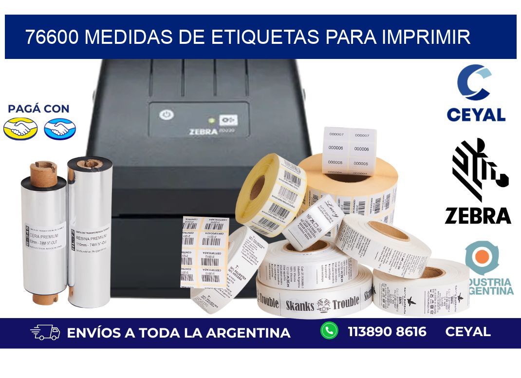 76600 Medidas de etiquetas para imprimir