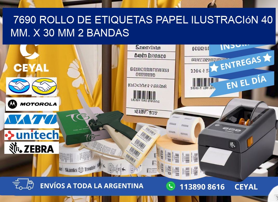 7690 Rollo de Etiquetas Papel Ilustración 40 mm. x 30 mm 2 Bandas