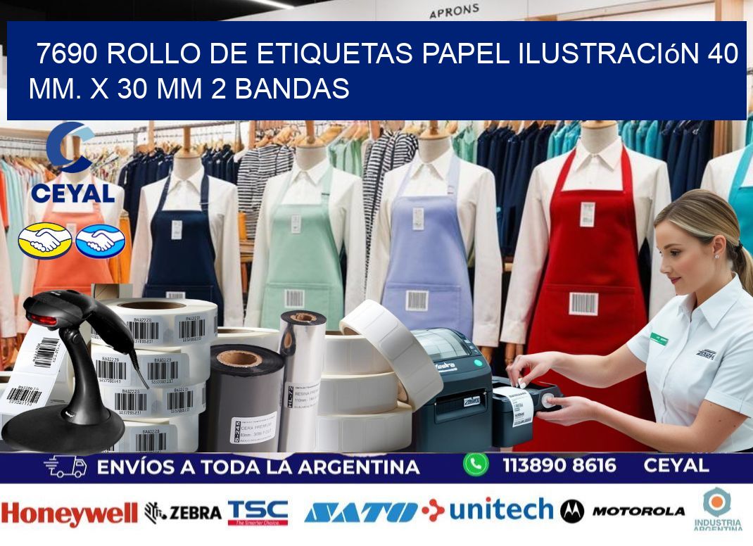 7690 Rollo de Etiquetas Papel Ilustración 40 mm. x 30 mm 2 Bandas