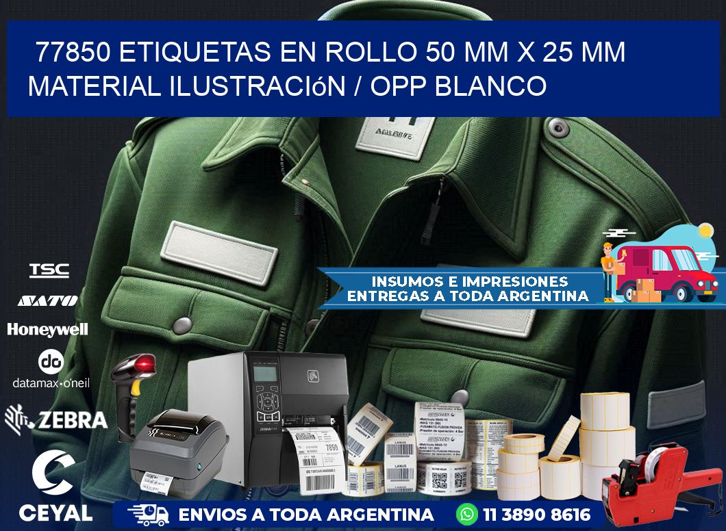 77850 Etiquetas en rollo 50 mm x 25 mm material Ilustración / OPP Blanco