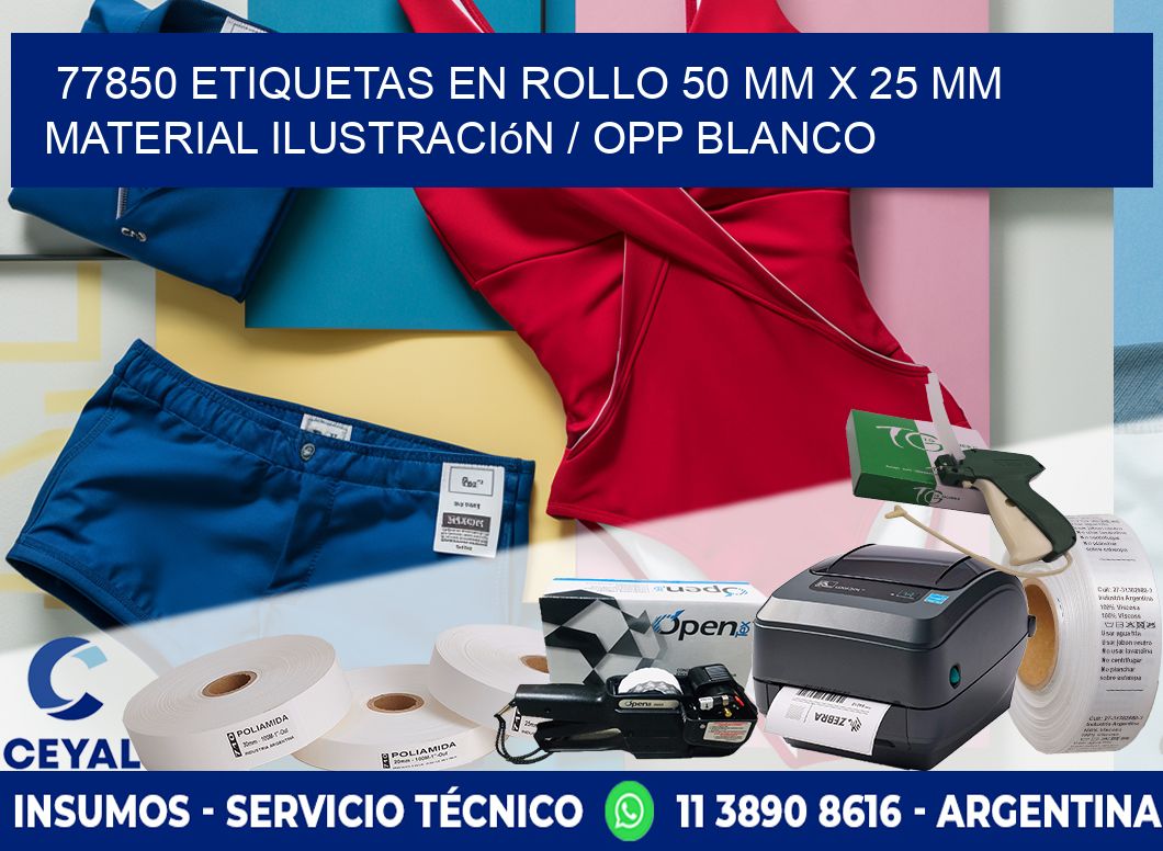 77850 Etiquetas en rollo 50 mm x 25 mm material Ilustración / OPP Blanco