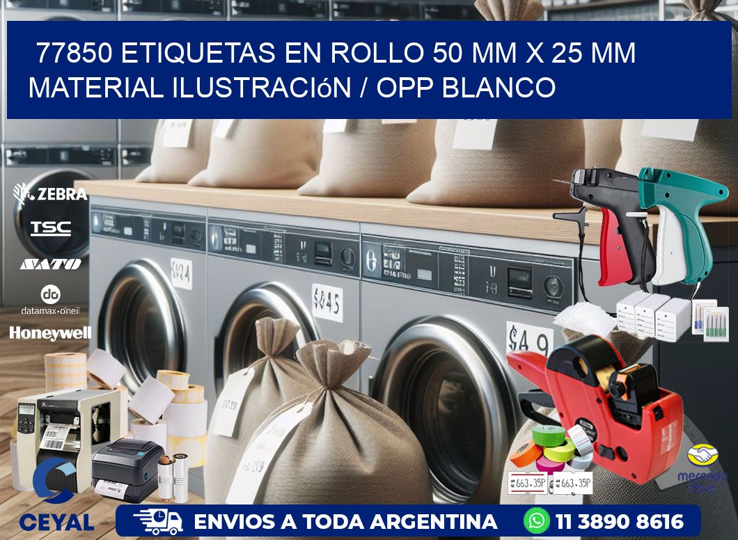 77850 Etiquetas en rollo 50 mm x 25 mm material Ilustración / OPP Blanco