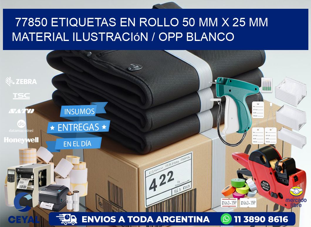 77850 Etiquetas en rollo 50 mm x 25 mm material Ilustración / OPP Blanco
