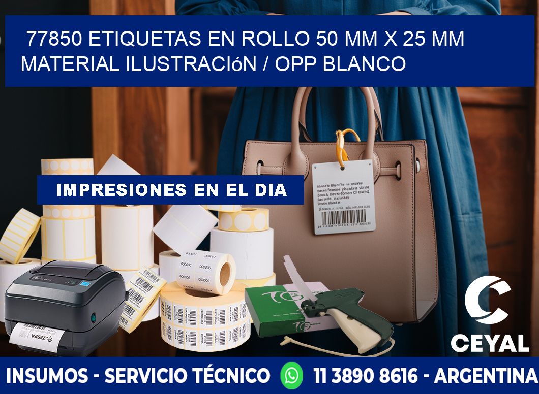 77850 Etiquetas en rollo 50 mm x 25 mm material Ilustración / OPP Blanco