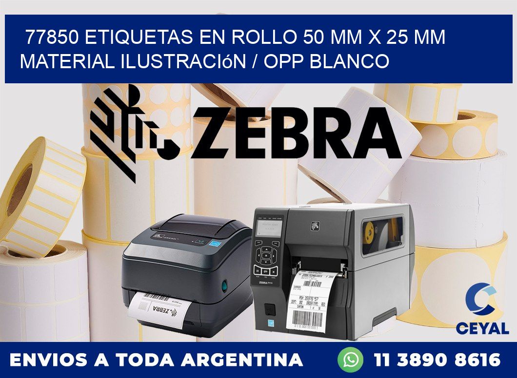 77850 Etiquetas en rollo 50 mm x 25 mm material Ilustración / OPP Blanco