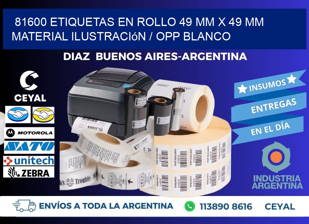 81600 Etiquetas en rollo 49 mm x 49 mm material Ilustración / OPP Blanco