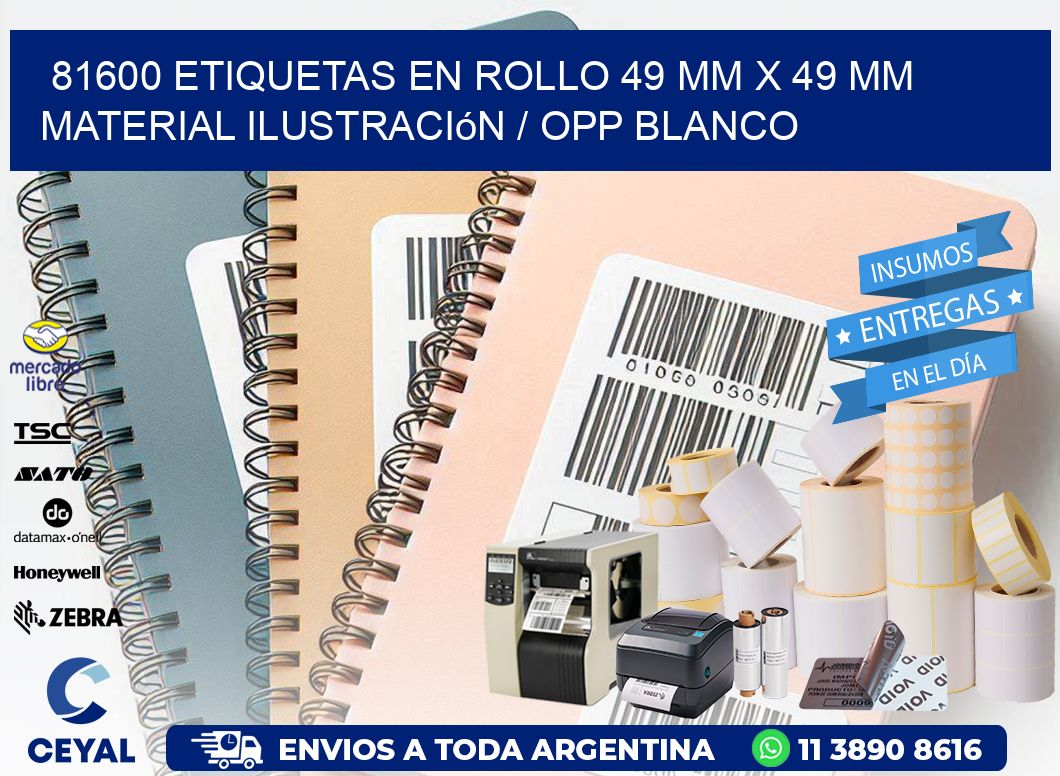 81600 Etiquetas en rollo 49 mm x 49 mm material Ilustración / OPP Blanco