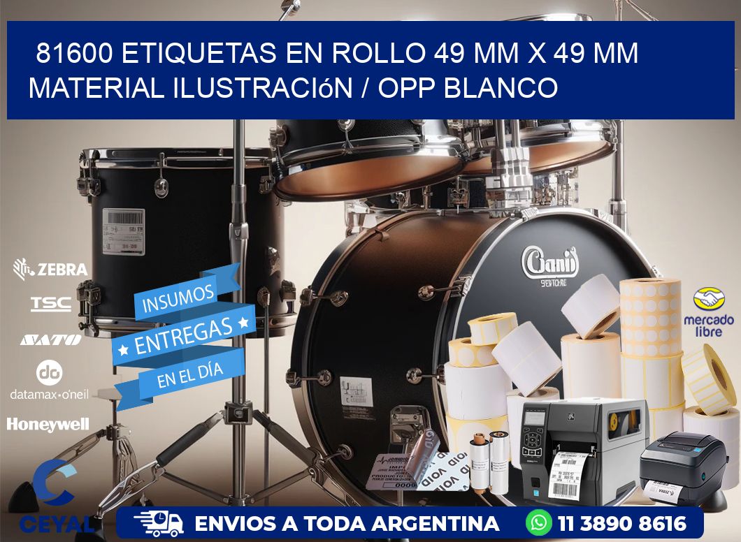 81600 Etiquetas en rollo 49 mm x 49 mm material Ilustración / OPP Blanco