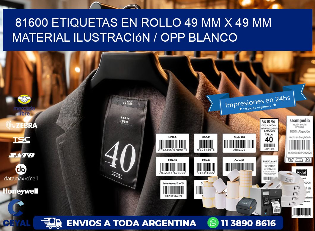 81600 Etiquetas en rollo 49 mm x 49 mm material Ilustración / OPP Blanco