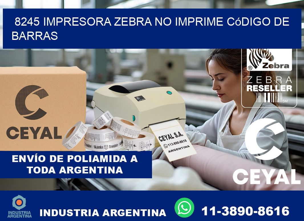 8245 impresora Zebra no imprime código de barras