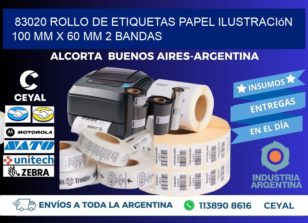 83020 Rollo de Etiquetas Papel Ilustración 100 mm x 60 mm 2 Bandas