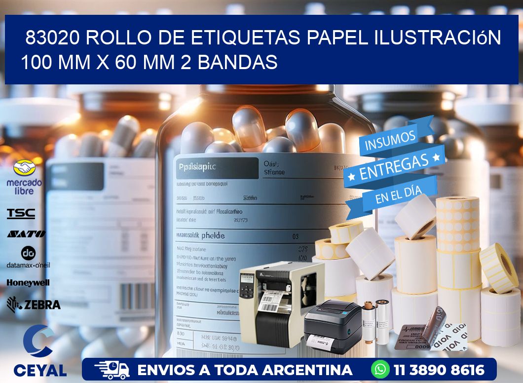83020 Rollo de Etiquetas Papel Ilustración 100 mm x 60 mm 2 Bandas
