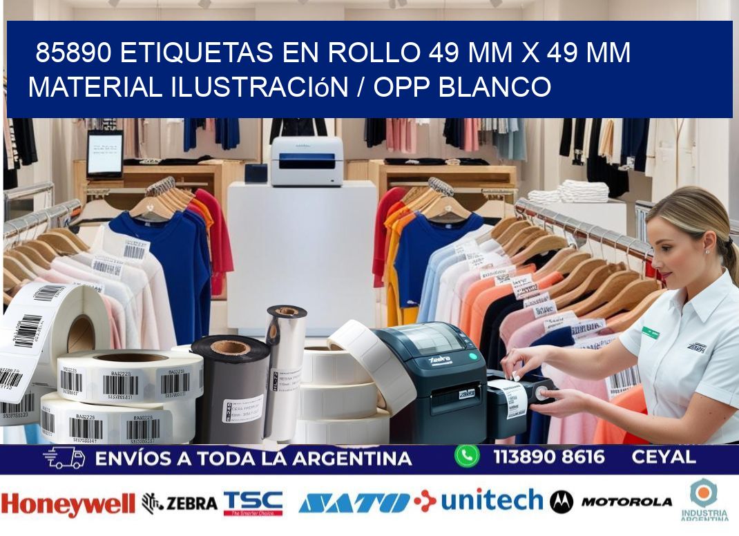 85890 Etiquetas en rollo 49 mm x 49 mm material Ilustración / OPP Blanco