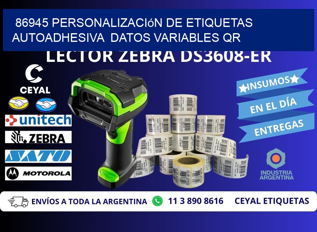 86945 Personalización de etiquetas autoadhesiva datos variables QR