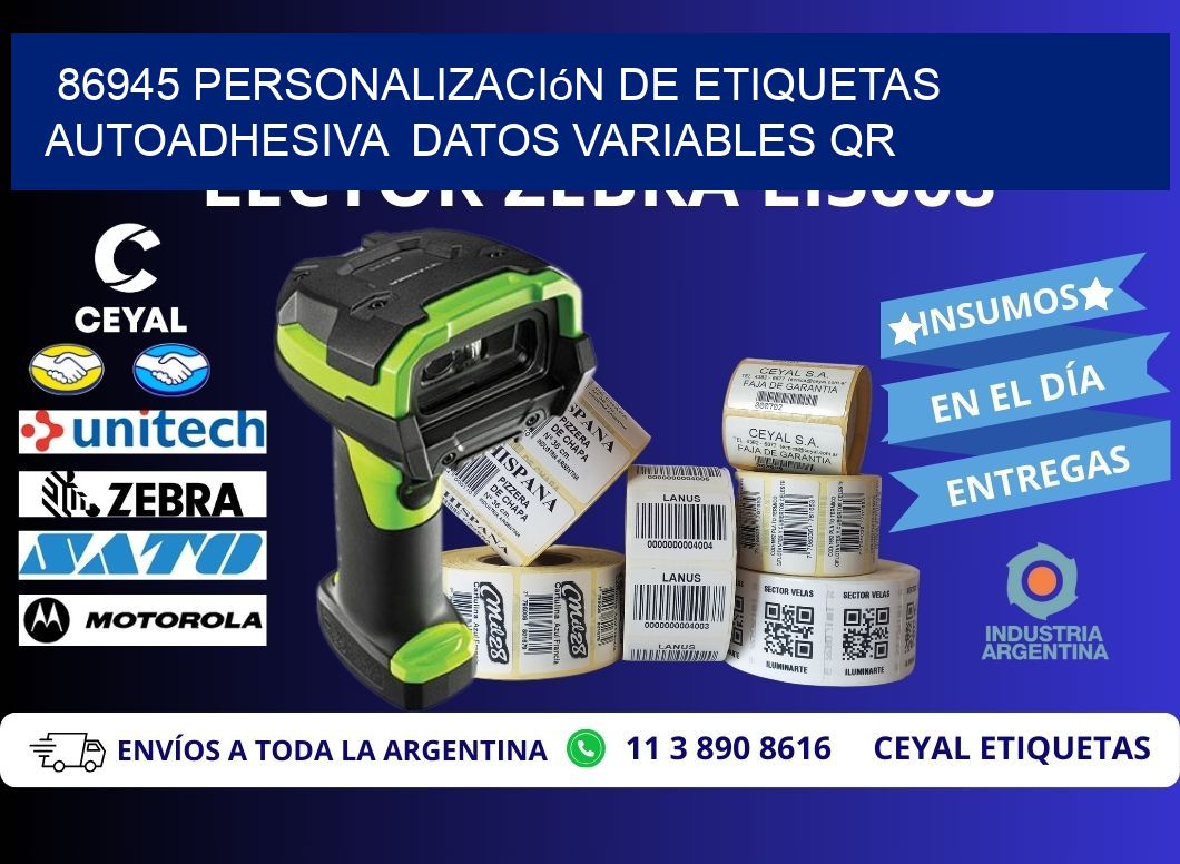 86945 Personalización de etiquetas autoadhesiva datos variables QR