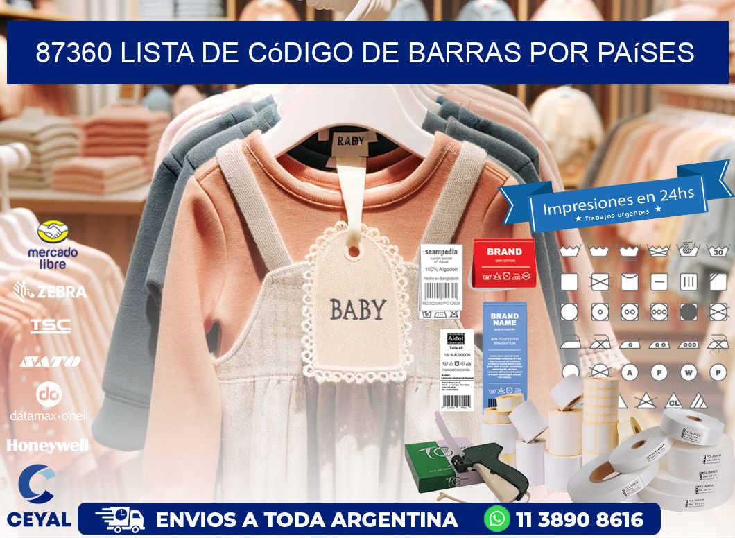 87360 Lista de código de barras por países