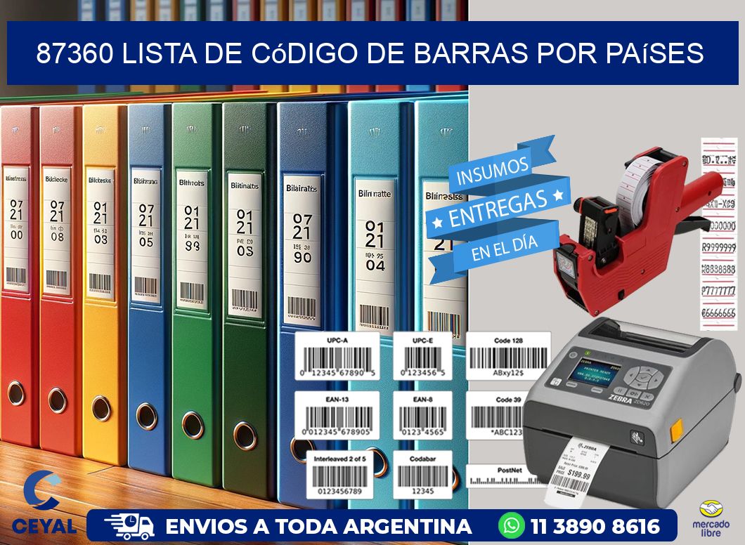 87360 Lista de código de barras por países