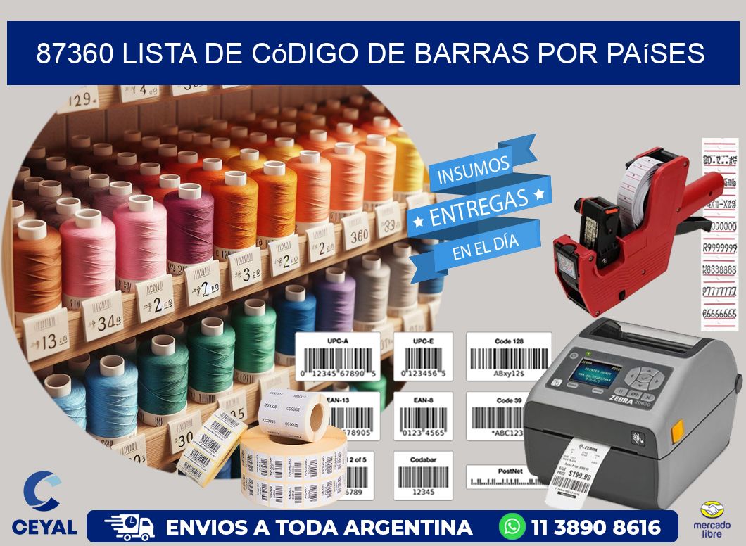 87360 Lista de código de barras por países