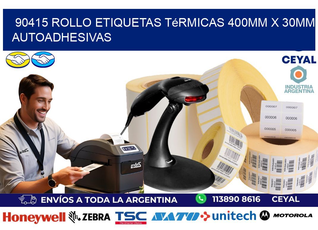 90415 Rollo Etiquetas Térmicas 400mm X 30mm Autoadhesivas