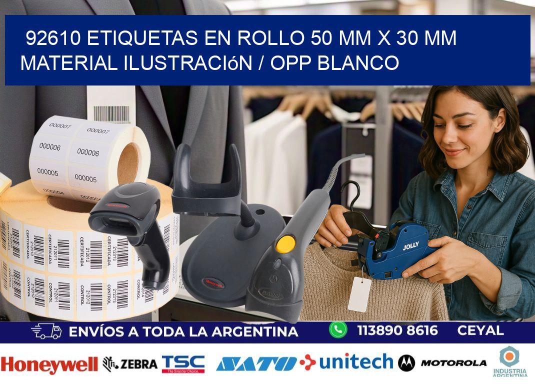 92610 Etiquetas en rollo 50 mm x 30 mm material Ilustración / OPP Blanco