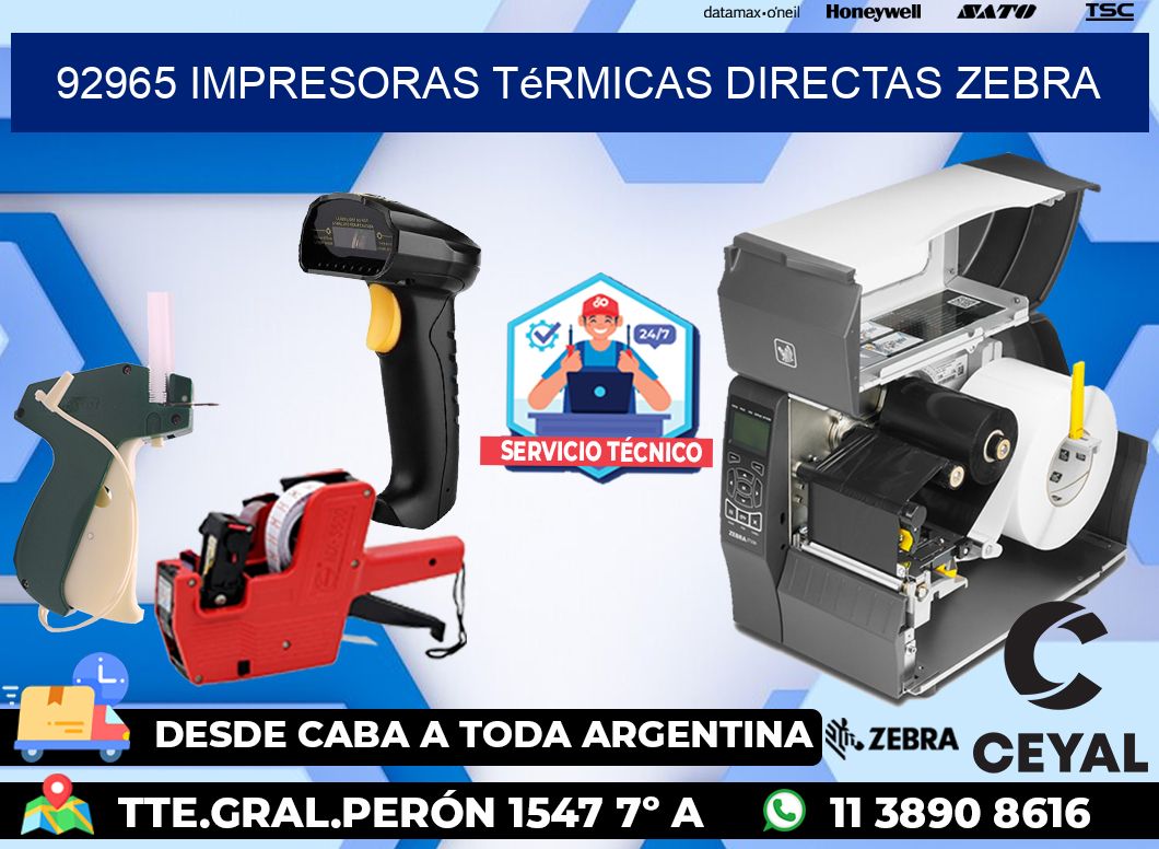 92965 impresoras térmicas directas zebra