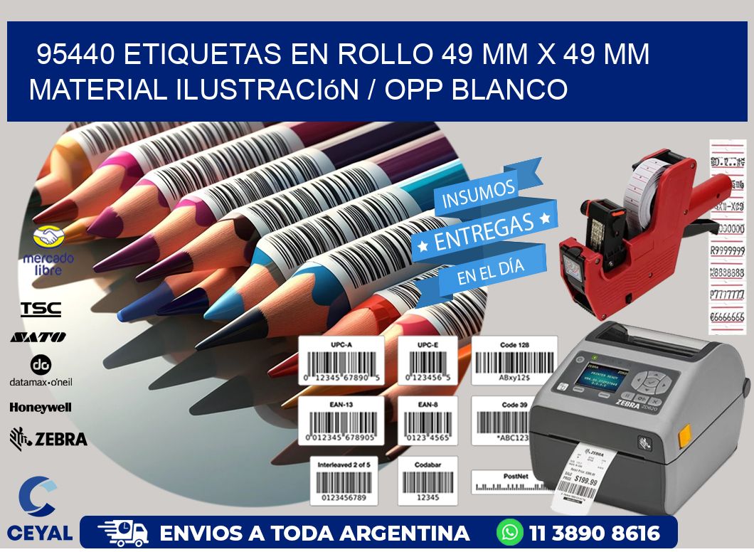 95440 Etiquetas en rollo 49 mm x 49 mm material Ilustración / OPP Blanco