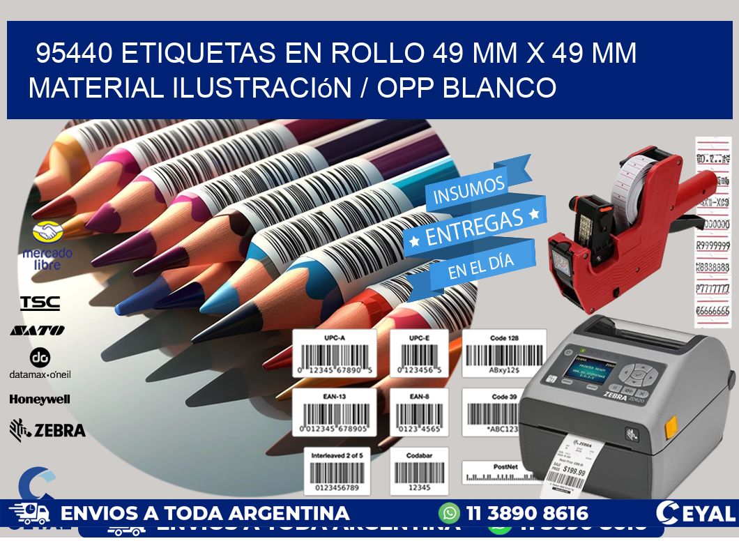 95440 Etiquetas en rollo 49 mm x 49 mm material Ilustración / OPP Blanco