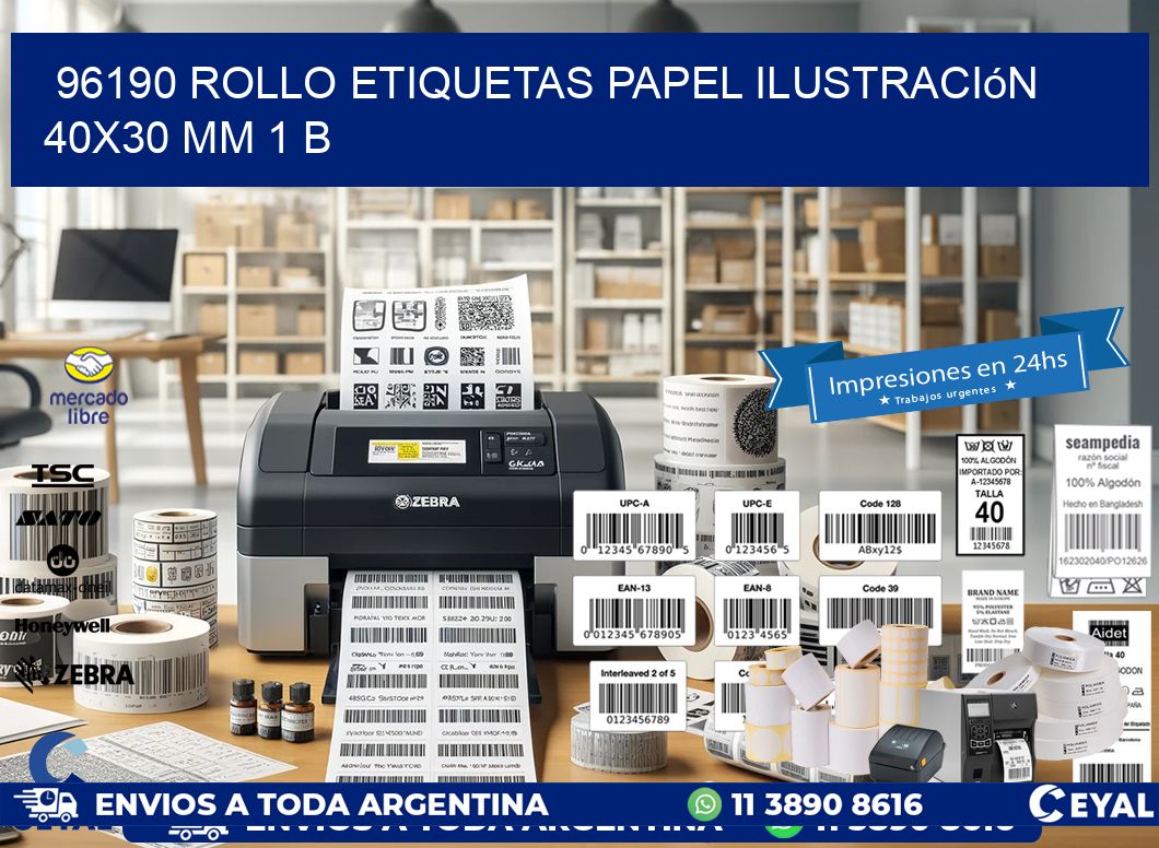 96190 Rollo Etiquetas Papel Ilustración 40x30 Mm 1 B