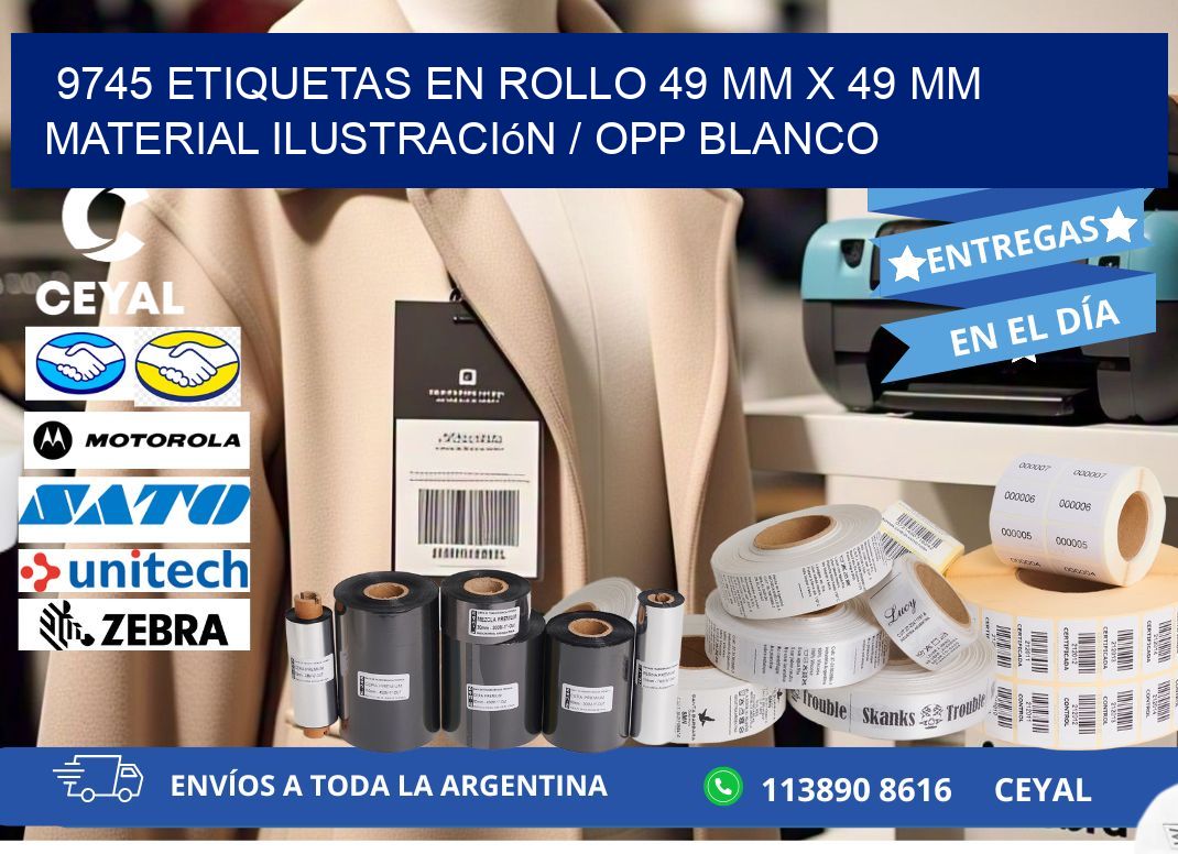 9745 Etiquetas en rollo 49 mm x 49 mm material Ilustración / OPP Blanco