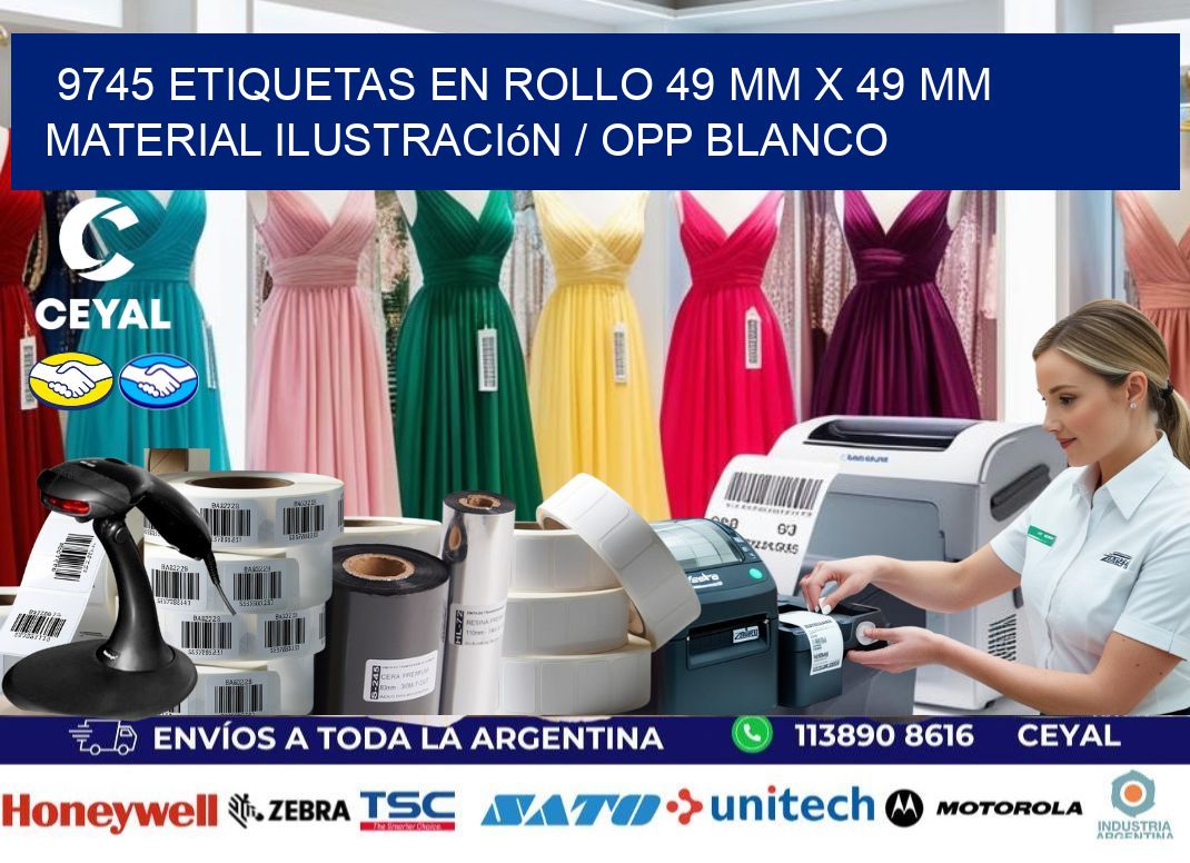 9745 Etiquetas en rollo 49 mm x 49 mm material Ilustración / OPP Blanco