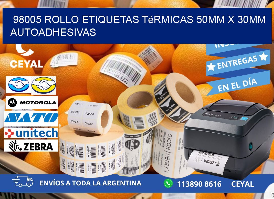 98005 Rollo Etiquetas Térmicas 50mm X 30mm Autoadhesivas