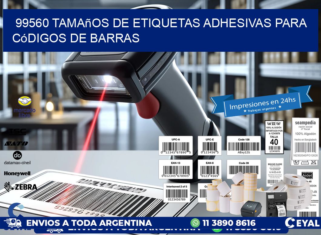99560 Tamaños de etiquetas adhesivas para códigos de barras