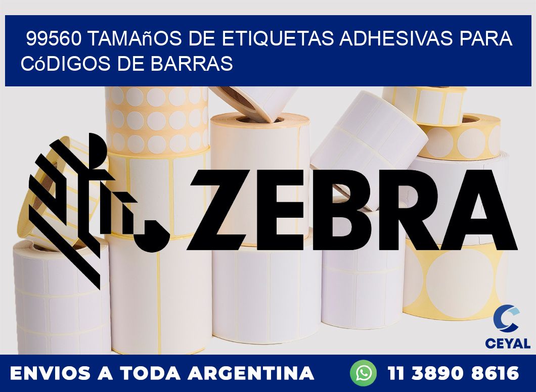 99560 Tamaños de etiquetas adhesivas para códigos de barras