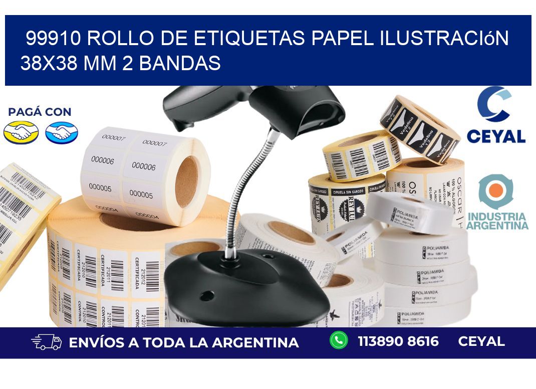99910 Rollo de Etiquetas Papel Ilustración 38x38 Mm 2 Bandas