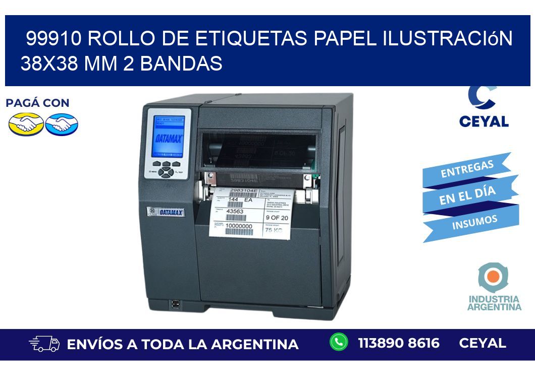 99910 Rollo de Etiquetas Papel Ilustración 38x38 Mm 2 Bandas