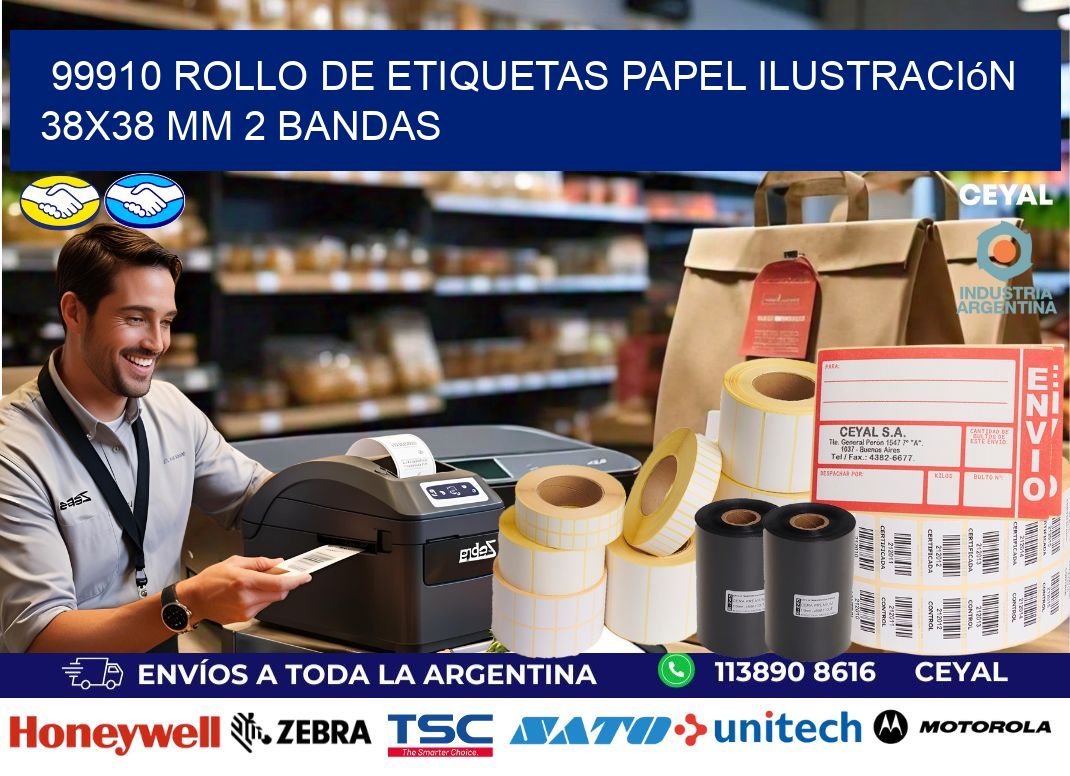 99910 Rollo de Etiquetas Papel Ilustración 38×38 Mm 2 Bandas