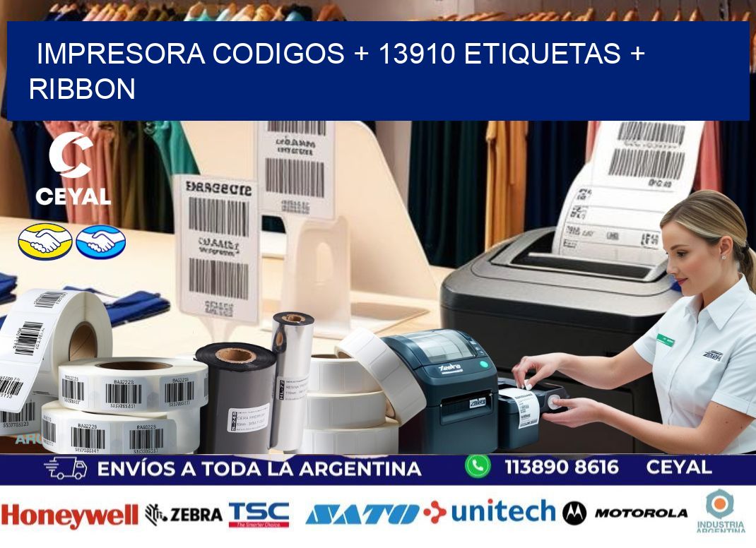 impresora codigos + 13910 etiquetas + ribbon