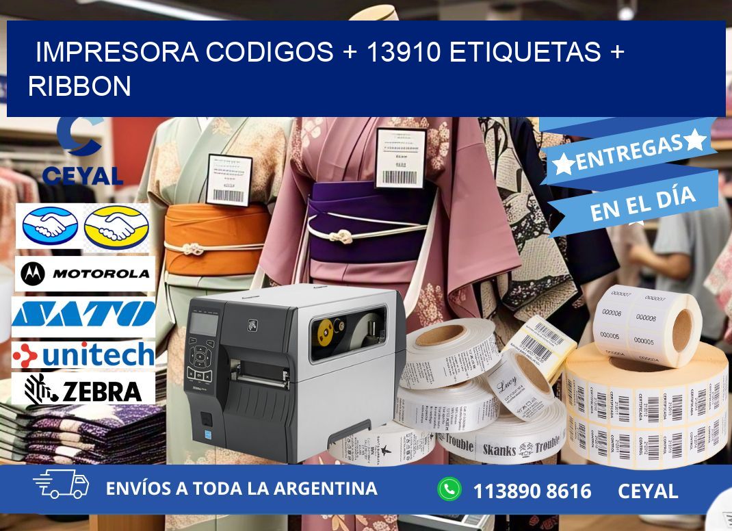impresora codigos + 13910 etiquetas + ribbon