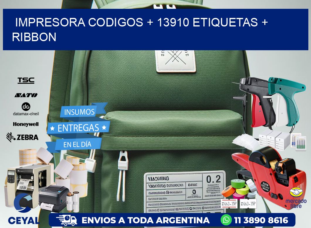 impresora codigos + 13910 etiquetas + ribbon