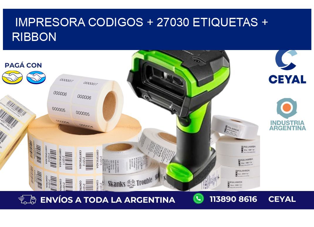 impresora codigos + 27030 etiquetas + ribbon