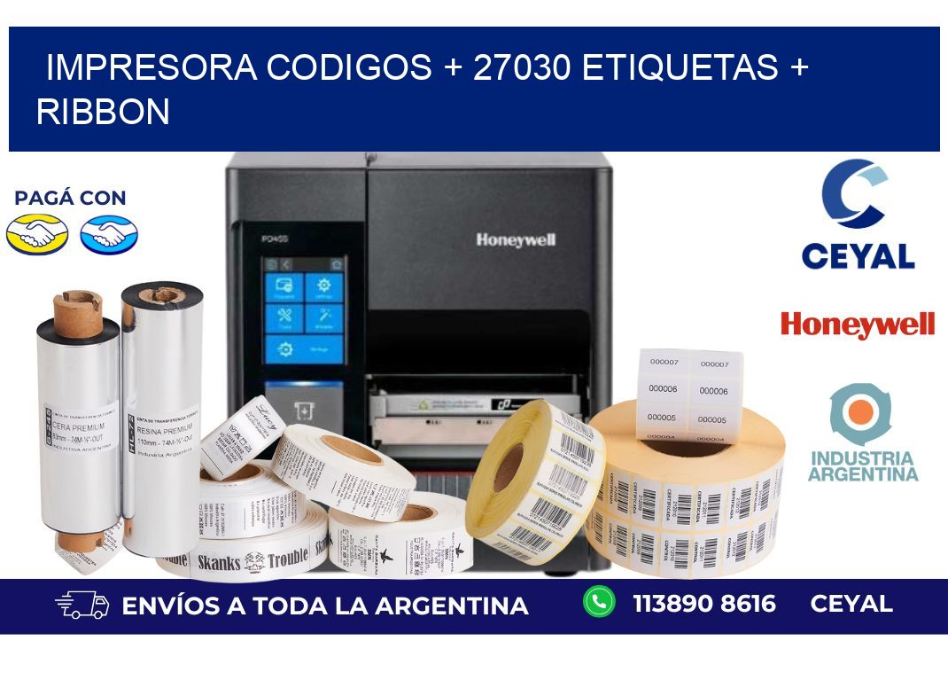 impresora codigos + 27030 etiquetas + ribbon