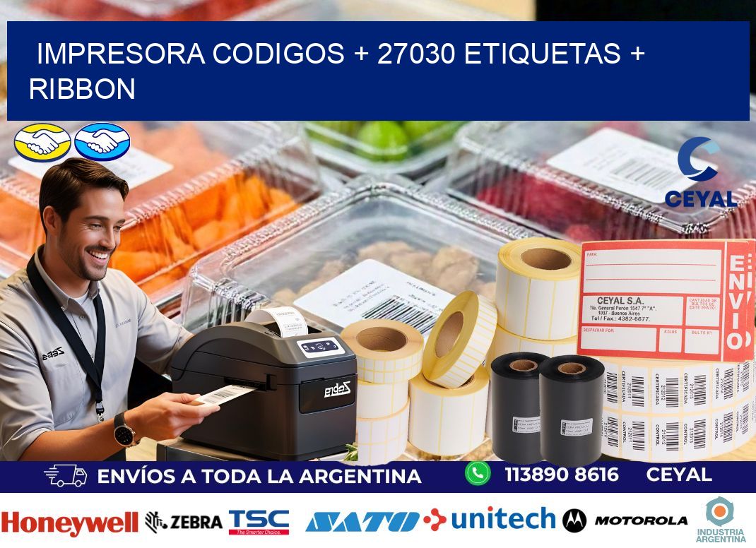 impresora codigos + 27030 etiquetas + ribbon
