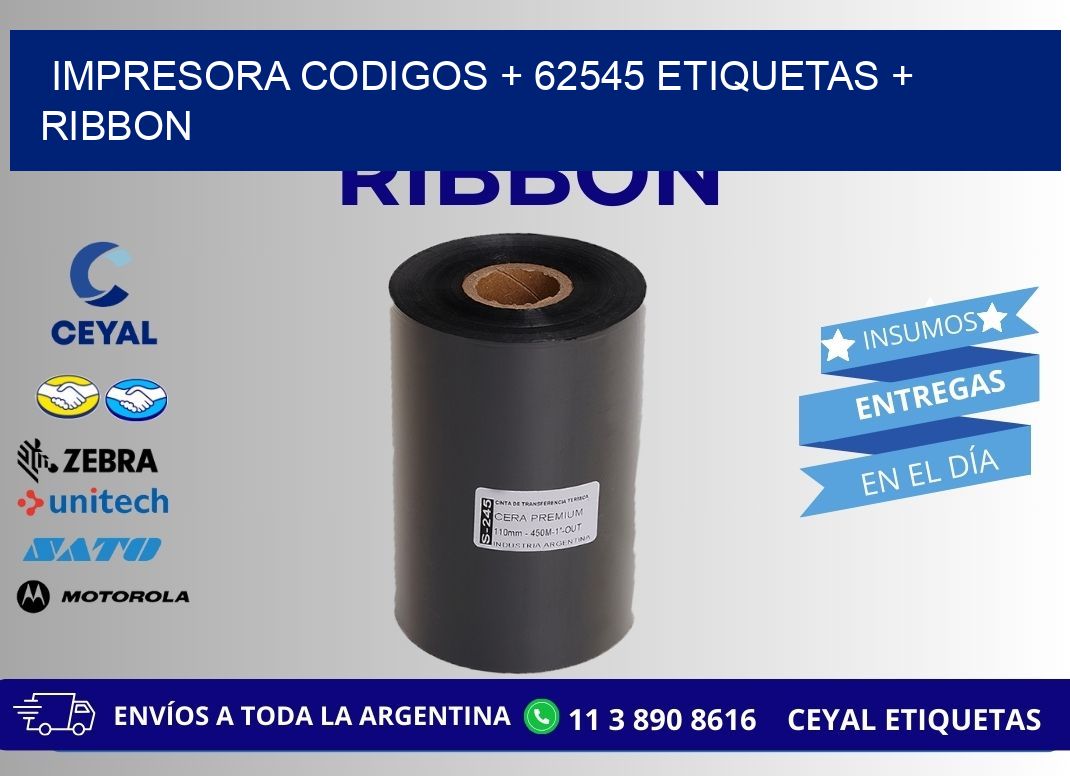 impresora codigos + 62545 etiquetas + ribbon