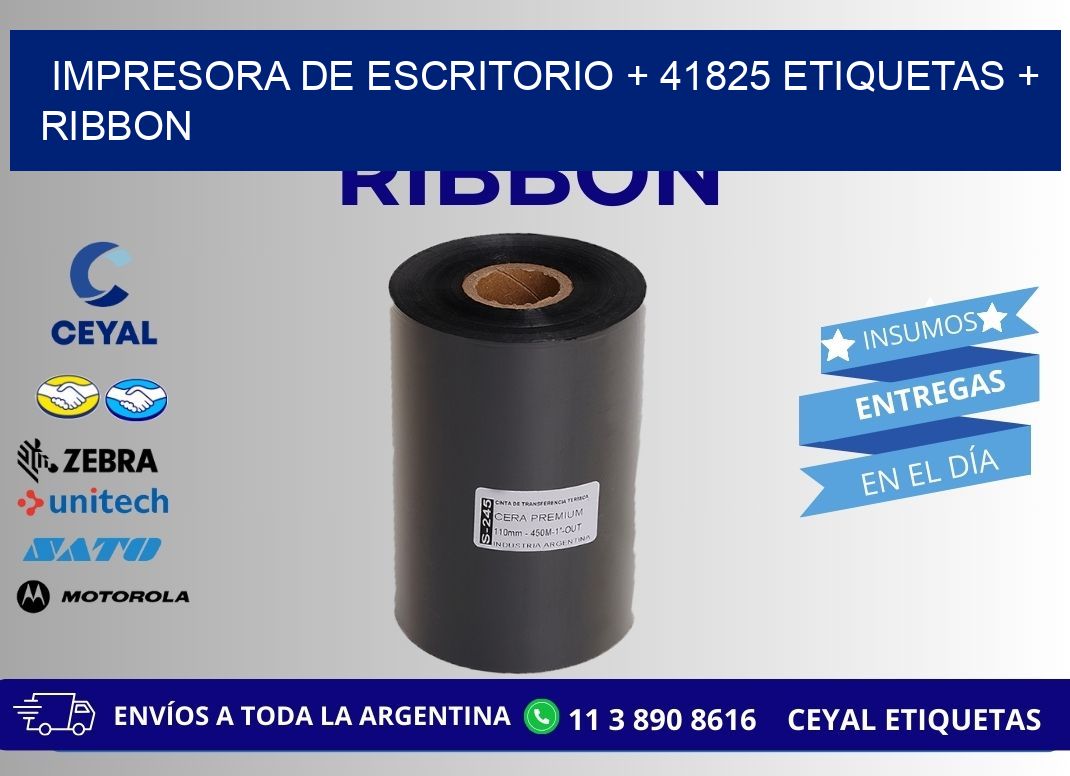 impresora de escritorio + 41825 etiquetas + ribbon