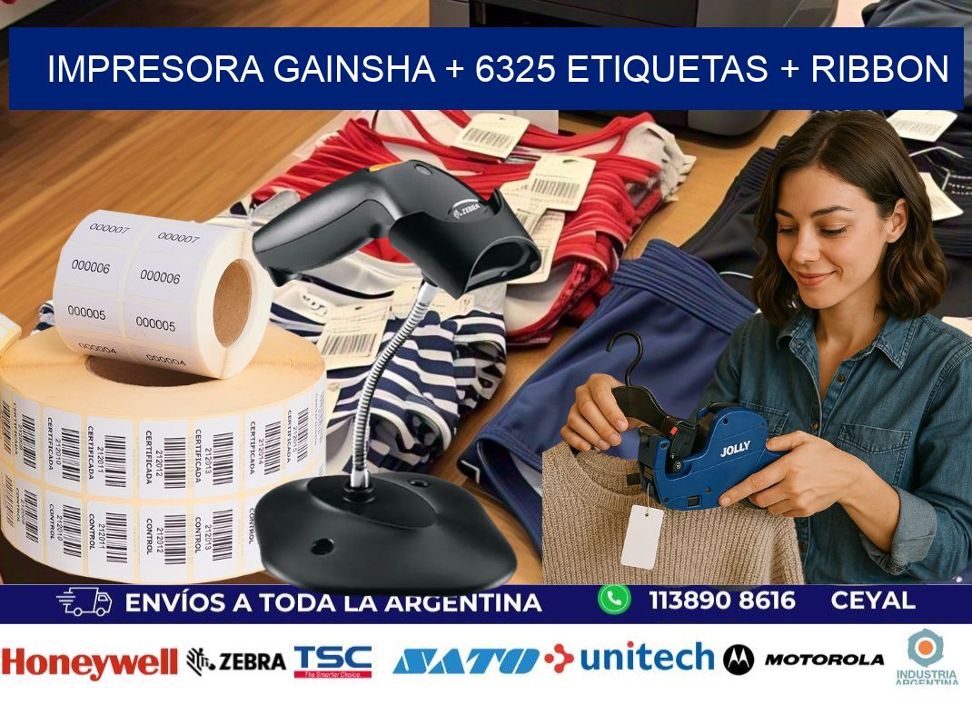 impresora gainsha + 6325 etiquetas + ribbon
