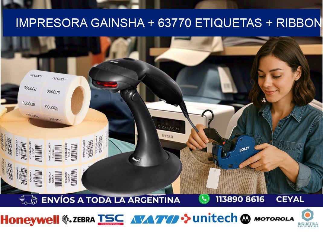 impresora gainsha + 63770 etiquetas + ribbon