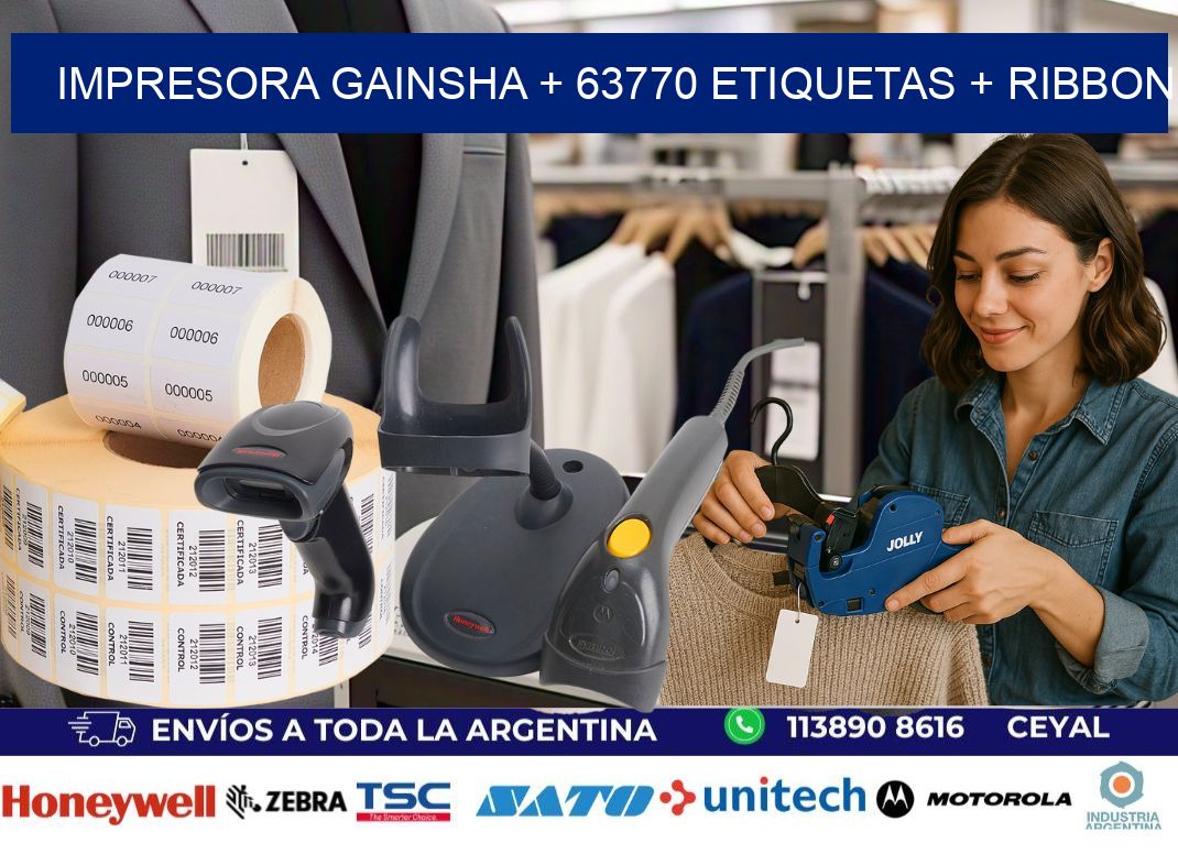impresora gainsha + 63770 etiquetas + ribbon