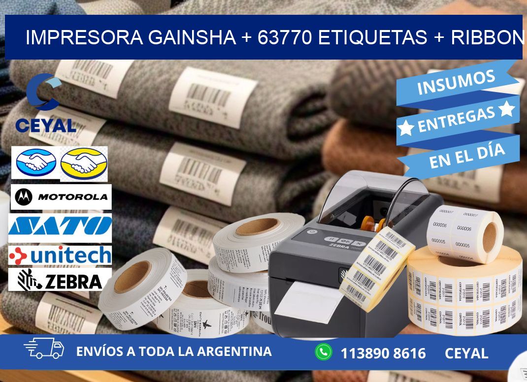 impresora gainsha + 63770 etiquetas + ribbon