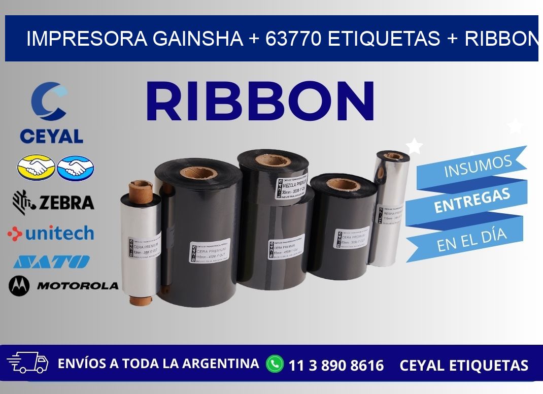 impresora gainsha + 63770 etiquetas + ribbon